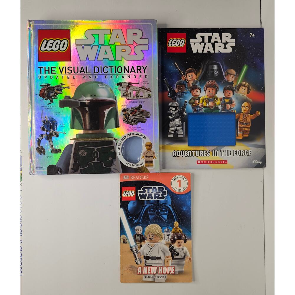 LOT of 3 LEGGO Star Wars BOOKs Dictionary Adventure Hope Hardcover BOOK